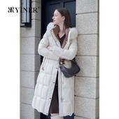 YINER音儿专选秋季 厚实高克重保暖狐狸毛领长款 羽绒服