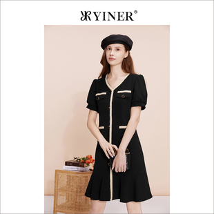 夏季 YINER音儿专选女装 V领通勤风连衣裙 环保系列