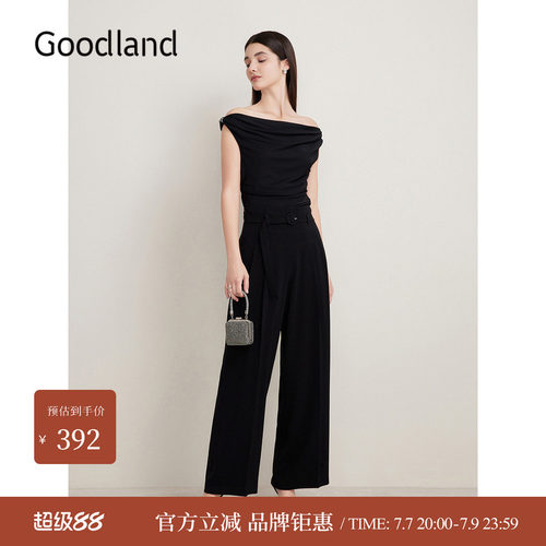 【醋酸系列】Goodland美地夏季收褶肌理阔腿休闲裤