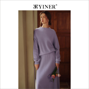 绵羊毛开衩针织衫 冬季 YINER音儿女装 套头 裸感羊绒