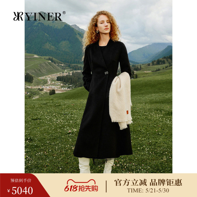 【100阿拉善山羊绒】YINER音儿冬季双面毛呢大衣外套