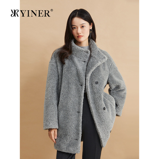 时尚 新款 YINER音儿女装 立领颗粒绒环保仿皮草大衣外套 舒心