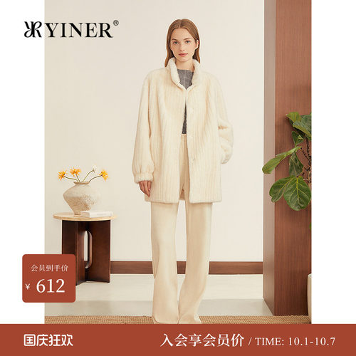 音儿秋季新款仿水貂环保皮草外套