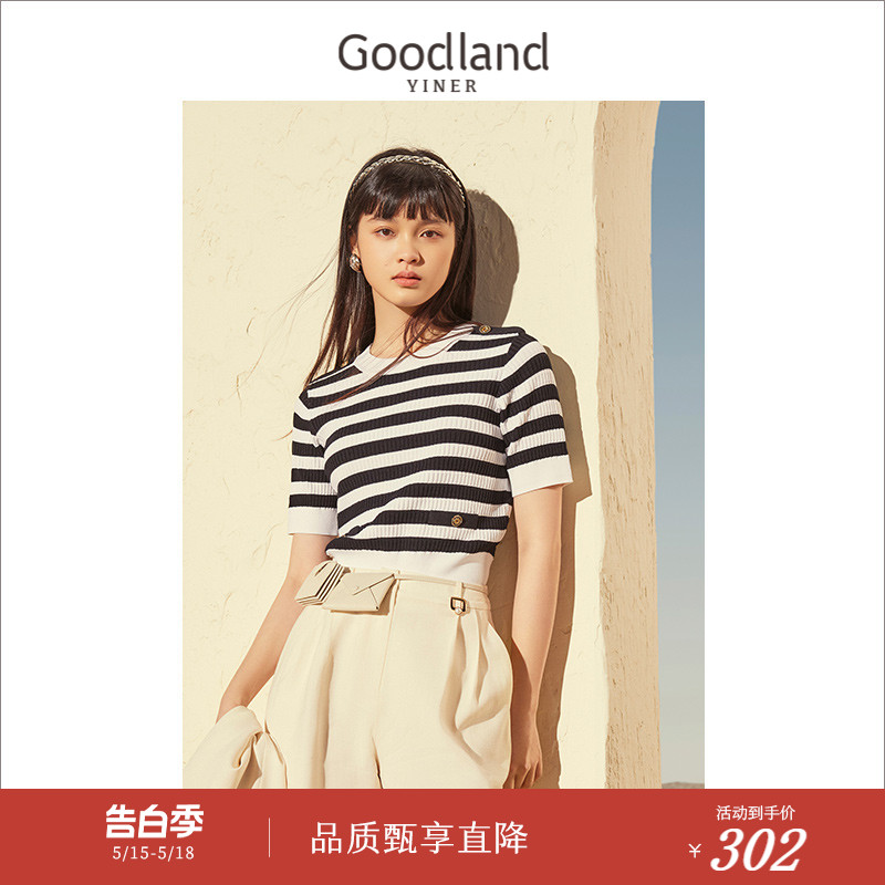 [醋酸]Goodland美地女装春季通勤高腰直筒百搭休闲短裤