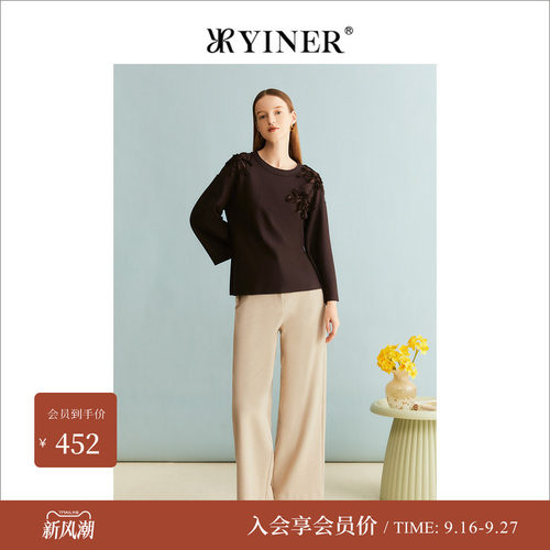 【反季】【100绵羊毛】YINER音儿女装冬季美拉德立体浮雕绣花上衣