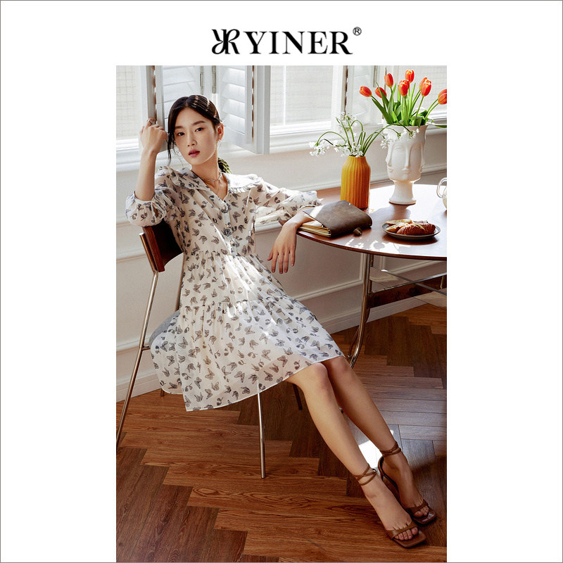 【娃娃裙】YINER音儿专选女装春时尚蝴蝶POLO领仙女裙连衣裙