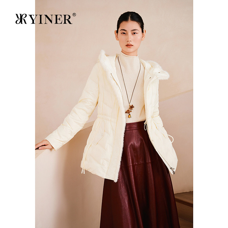 【舒心】YINER音儿专选女装冬季收腰保暖水貂毛边连帽羽绒服,女装/女士精品,羽绒服,淘宝优惠券,粉丝福利购,淘宝优惠卷