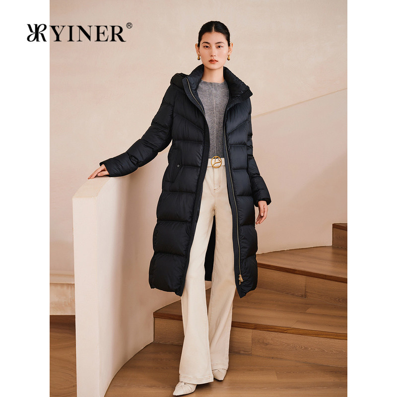 【断码清仓】YINER音儿专选长款高克重防寒保暖连帽羽绒服外套女