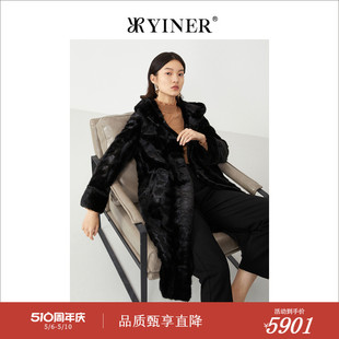 YINER音儿专选女装 水貂毛连帽皮草 长款 冬季