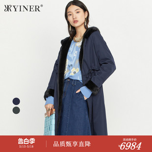 舒适水貂毛连帽保暖尼克服皮草 长款 冬季 YINER音儿专选女装