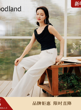 【天丝系列】Goodland美地夏季法式钉珠莱赛尔白色牛仔裤