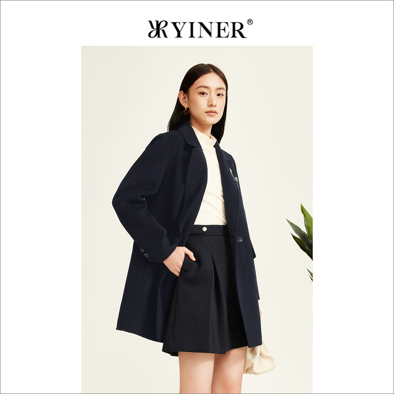 yiner冬季新款双面呢大衣音儿