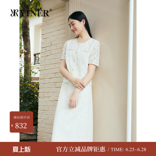 YINER音儿专选夏季新款法式烫金蕾丝立体花朵蕾丝衫优雅上衣