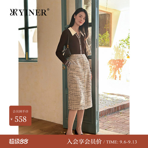 音儿春款费尔岛纹海鸥领针织衫