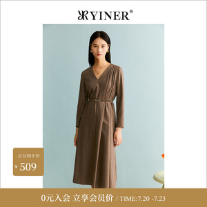 【绵羊毛+山羊绒】YINER音儿女装冬季肌理气质V领连衣裙