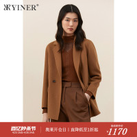 YINER音儿女装冬季驼色外套羊毛含羊绒双面呢大衣