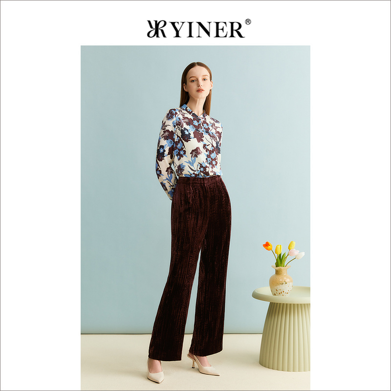 【真丝系列】YINER音儿女装秋季垂感直筒休闲裤长裤