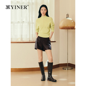 新款 法式 雪松绿V纹落肩蝙蝠袖 YINER音儿专选2025冬季 羊毛针织衫