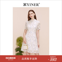 YINER音儿专选女装夏中式复古旗袍式盘扣收腰连衣裙