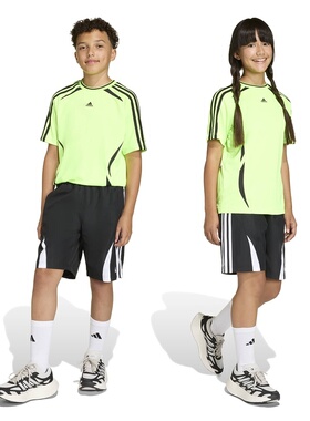 adidas阿迪达斯足球运动训练裤2026夏男大童三条纹速干短裤KC9564