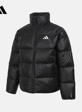 adidas阿迪达斯男子防风连帽羽绒服简约户外运动保暖面包服KQ5497
