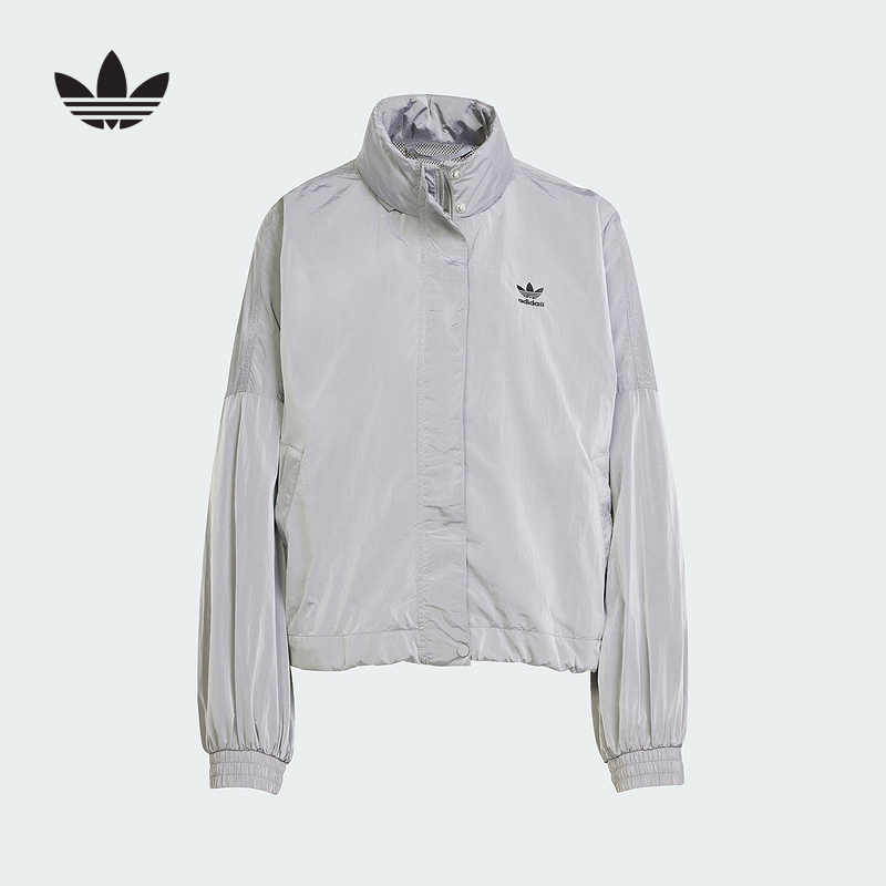 阿迪达斯2025春三叶草新款女子防风服运动夹克风衣外套宽松JD2584