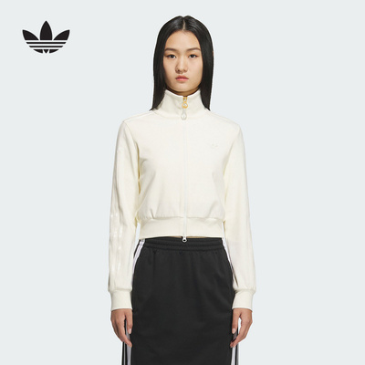 adidas阿迪达斯三叶草修身夹克2025秋女RIBBED短款针织外套KB5445