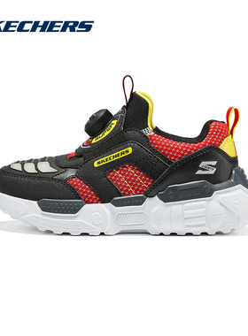 Skechers斯凯奇冬男童高回弹舒适轻便透气闪灯鞋 400170L/BKRD
