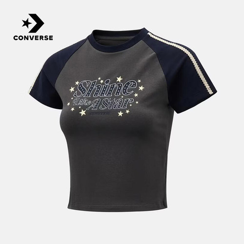 Converse匡威2026秋女子运动短袖时尚撞色休闲T恤衫 WCK099-GDA
