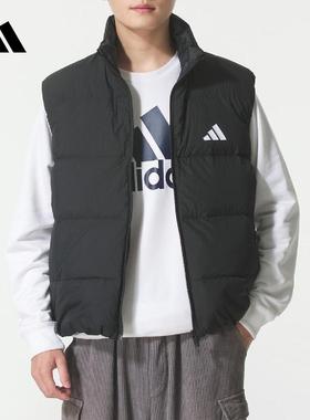 adidas阿迪达斯侧边三条纹羽绒背心2025秋冬装男马甲外套 KH3991