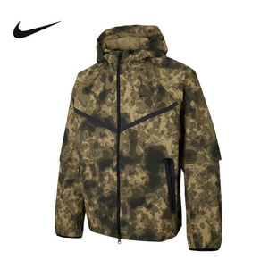 Nike耐克外套男25秋新款 210 休闲迷彩透气宽松连帽运动夹克HV0980