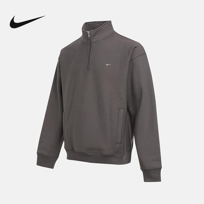 NIKE耐克外套男25冬新款半拉链立领卫衣加绒运动套头衫HV1095-289