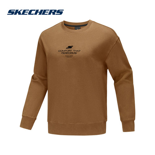 SKECHERS斯凯奇运动宽松套头衫秋冬男圆领长袖卫衣 P325M082-03F9