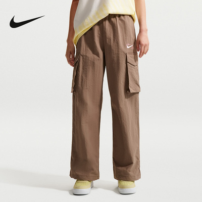 NIKE耐克女裤夏季直筒裤工装大口袋运动裤宽松梭织长裤IR7567-214