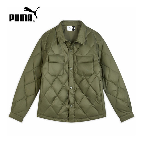 PUMA彪马拒水衬衫式羽绒服2025冬男菱形绗缝保暖外套635761-81