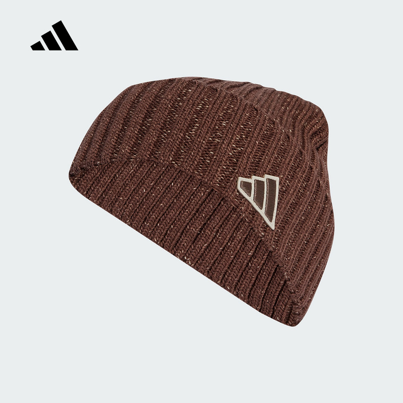 adidas阿迪达斯保暖冷帽无檐便帽2025冬翻折帽沿男女针织帽JY3170