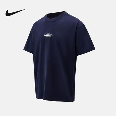 Nike耐克短袖男女装2026夏季运动休闲宽松蓝色棉T恤 IR4977-451