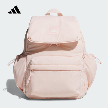 adidas阿迪达斯多巴胺粉色软包2025秋女翻盖多口袋双肩背包KF2490