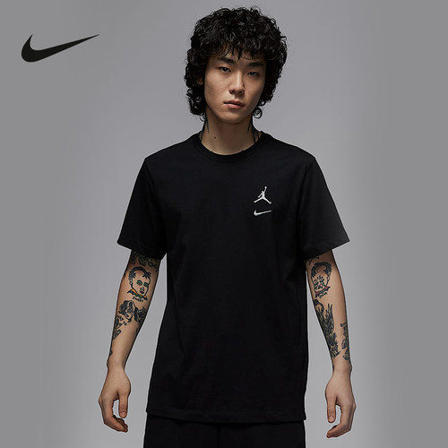 NIKE耐克短袖男2025夏JORDAN背标印花宽松棉质运动T恤IB8915-010