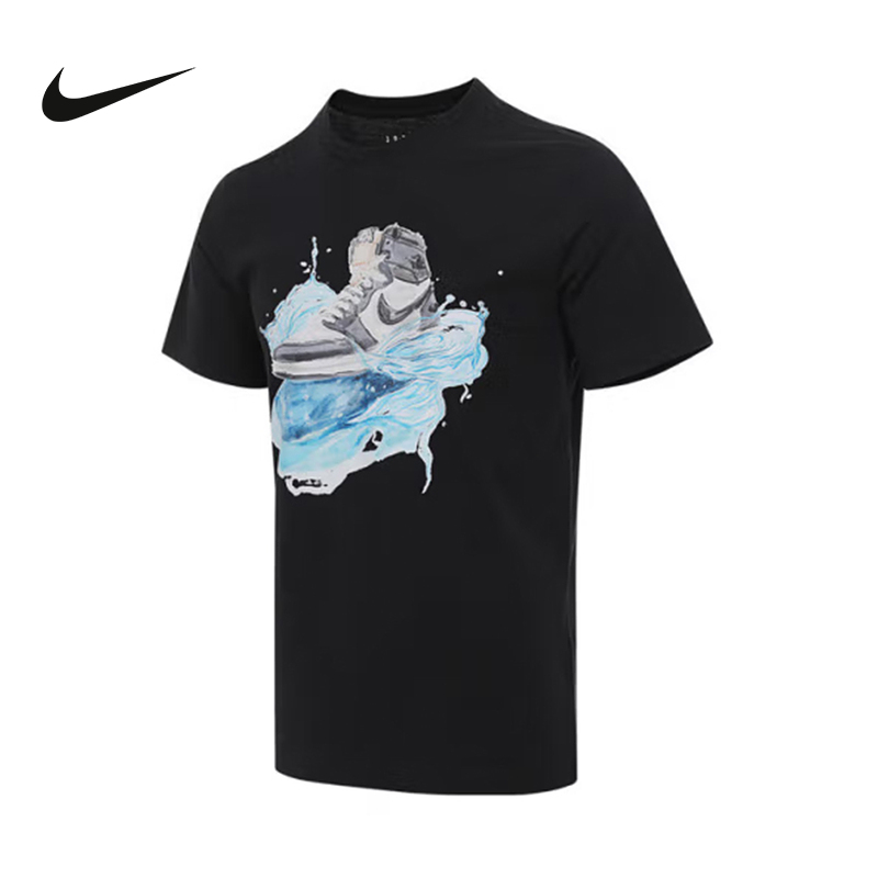 NIKE耐克男子T恤25夏新款Jordan图案印花圆领短袖上衣IB3356-010
