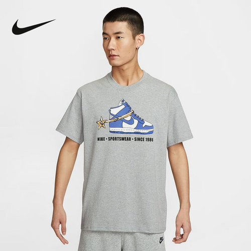 NIKE耐克男短袖夏新款图案印花宽松休闲透气运动棉T恤HQ9274-063