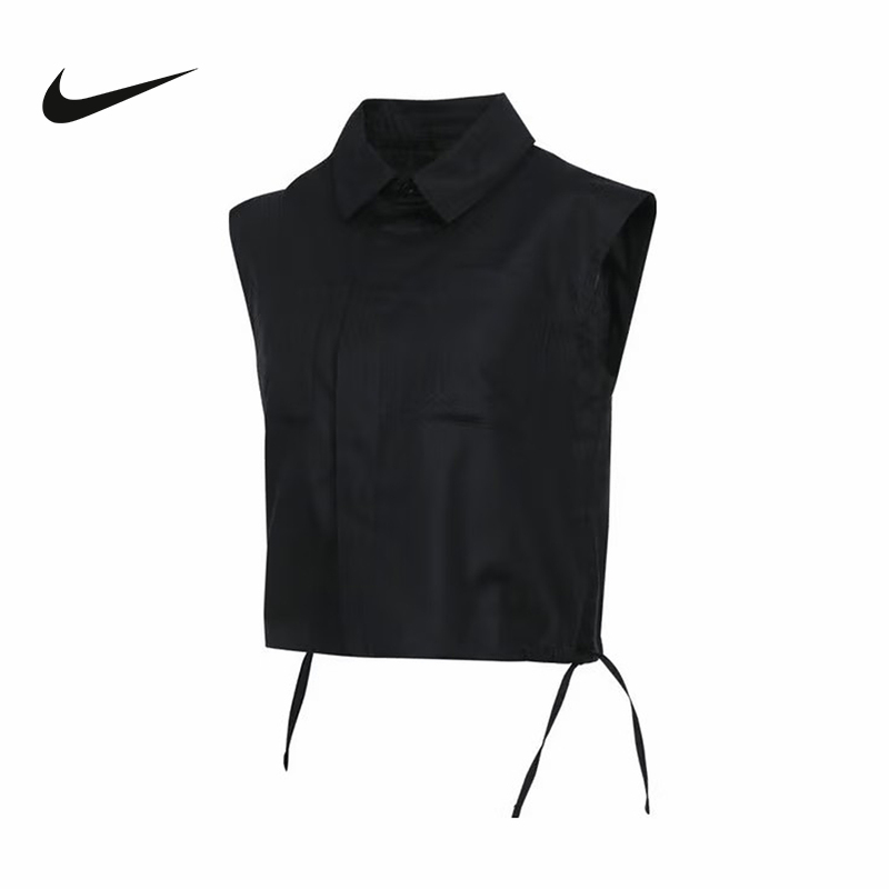 NIKE耐克女子无袖上衣夏季Jordan宽松运动梭织翻领衬衫HJ0056-010
