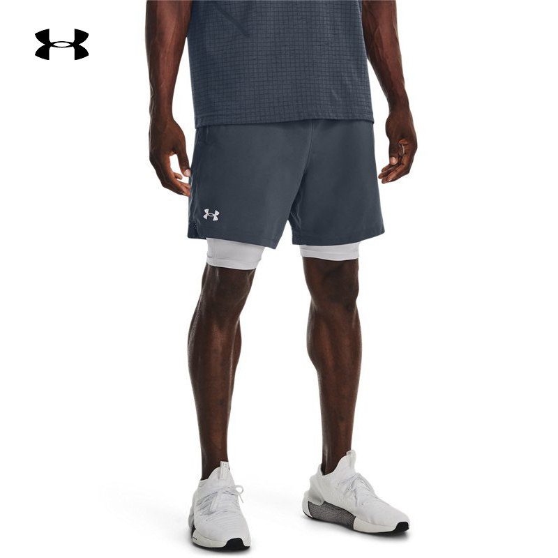 UA安德玛运动短裤2023夏季新款男子反光透气跑步裤子1373764-044