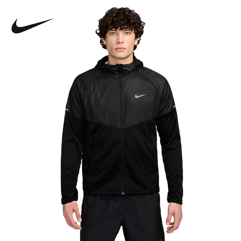 Nike耐克男士外套Therma-FIT拒水休闲跑步梭织保暖夹克FZ1112-010