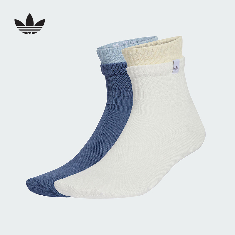 adidas阿迪三叶草2025春男女2L ANKL SOCK 2P运动休闲袜 JC8621