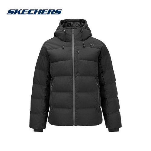 Skechers斯凯奇冬季男外套连帽保暖短款羽绒服 P424M016-0018