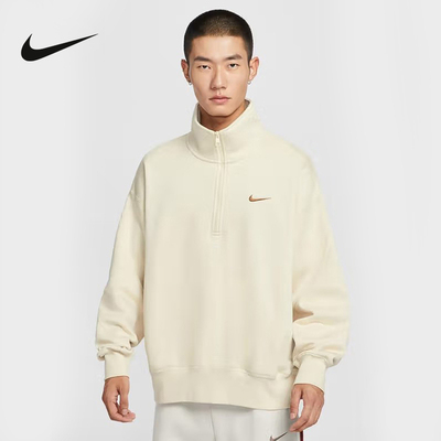 Nike耐克男子运动卫衣冬新款宽松印花半拉链立领套头衫IO7828-229