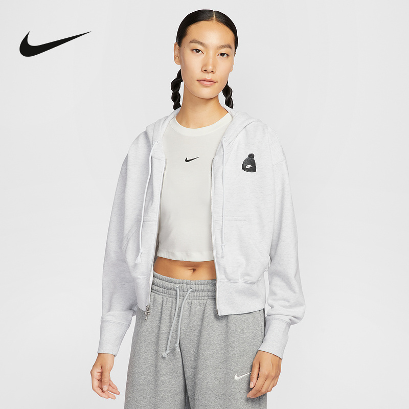 NIKE耐克外套女2025秋季新款运动休闲宽松短款连帽夹克IO0490-051