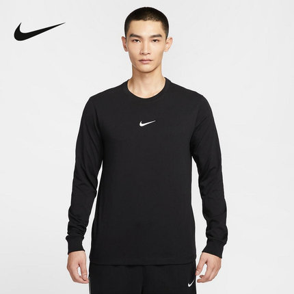 Nike耐克男子篮球长袖T恤黑色图案印花套头衫运动卫衣HV1771-010
