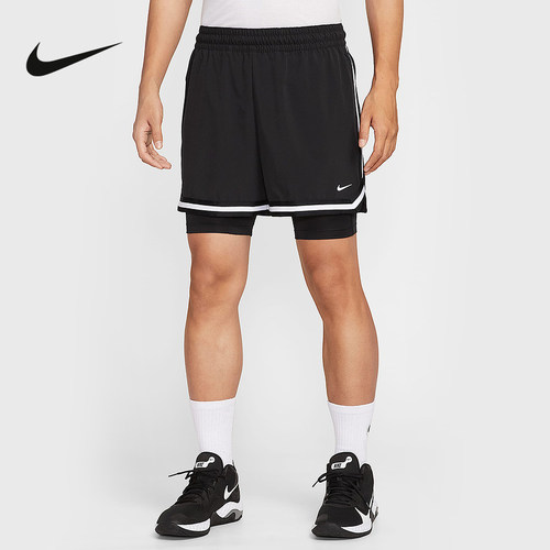NIKE耐克男短裤DIR-FIT DNA二合一弹力速干篮球运动裤HJ4234-010